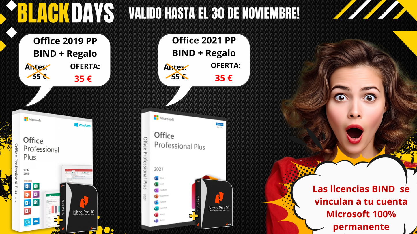 Promoción Black Days: Office 2019 Professional Plus (BIND) & Office 2021 Professional Plus (BIND)