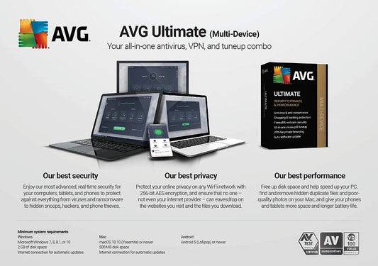 AVG ULTIMATE +VPN +OPTIMIZADOR + ANTITRAC (2 años, 1 pc) - GLOBAL – VOLUMEN