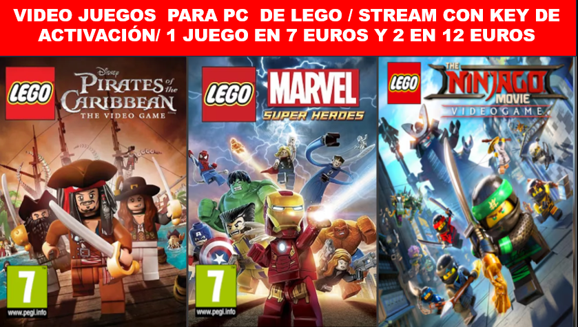 Videojuegos del mundo Lego - Steam - Global - (Harry Potter, El señor de los Anillos, Star Wars, Indiana Jones, Piratas del caribe, Marvel y DC)