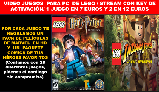 Videojuegos del mundo Lego - Steam - Global - (Harry Potter, El señor de los Anillos, Star Wars, Indiana Jones, Piratas del caribe, Marvel y DC)