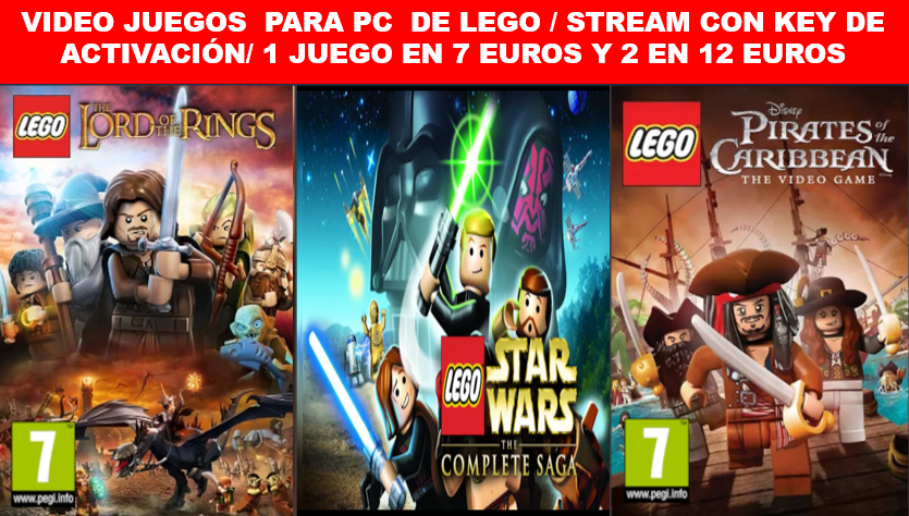 Videojuegos del mundo Lego - Steam - Global - (Harry Potter, El señor de los Anillos, Star Wars, Indiana Jones, Piratas del caribe, Marvel y DC)