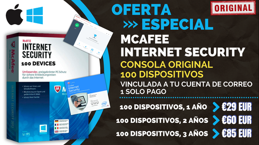 McAfee Internet Security - 100 Dispositivos - (2, 3 y 4 años) - GLOBAL