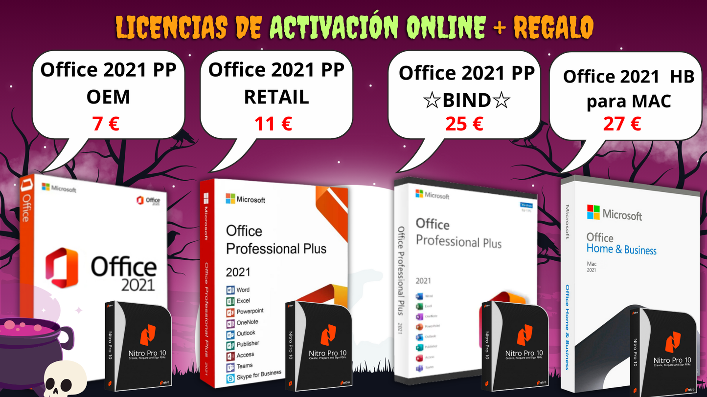 Promoción Halloween: Office 2021 Pro (OEM - RETAIL - BIND- HB) + Regalo