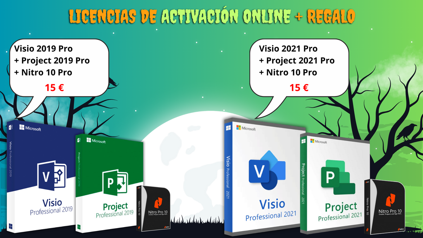 Promoción Halloween: Visio + Project (2019 - 2021) + Regalo